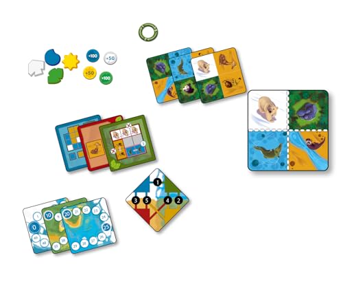 Juego de mesa Nimalia,Juego de estrategia con temática de animales,Juego de construcción de territorio,Tiempo promedio de juego de 25-30 minutos,Fabricado por Lucky Duck Games