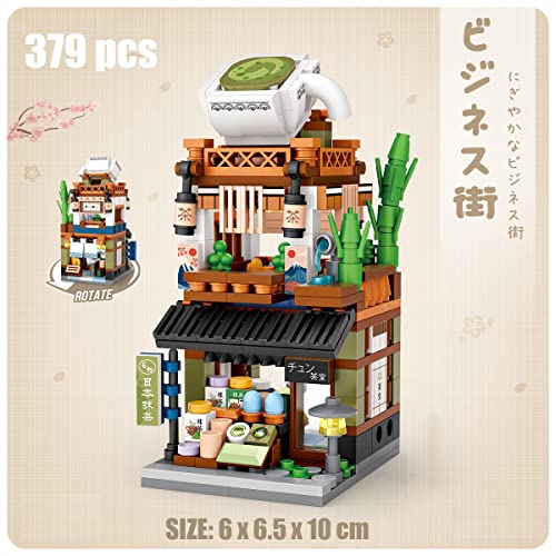 Juego de Mini Bloques de construcción Matcha Shop, 379 Piezas, Kit de construcción Modelo japonés Street View Series, Juegos de Juguetes de construcción para niños y Adultos, no Compatible con Lego