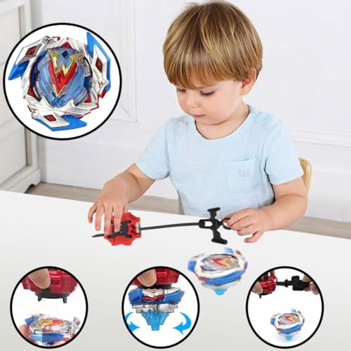 Juego De Peonzas De Combate, Trompos Juguetes para Niños Niños, Peonza De Metal Fusion 4D Fusion Modelo Metal Masters Speed con Lanzado para Navidad(104)