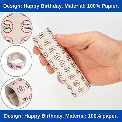 Juego de serpentinas de papel para decoración Happy Birthday en círculo, 5 rollos de 9 rollos de 14 mm de ancho y 3 m de largo, decoración de fiesta para cumpleaños, cumpleaños infantiles, mesa de