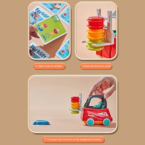 Juego de transporte de montacargas para niños, juguete de apilamiento de camiones de construcción con campana, juego de clasificación de juguetes educativos, regalo de carretilla elevadora para niños