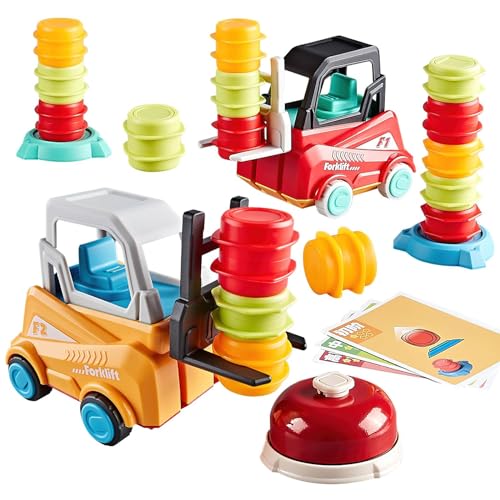 Juego de transporte de montacargas para niños, juguete de apilamiento de camiones de construcción con campana, juego de clasificación de juguetes educativos, regalo de carretilla elevadora para niños