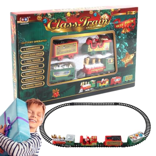 Juego de Tren eléctrico | Juego de Juguetes de Tren eléctrico con vías de Tren | Kits de ferrocarril de vagones de Carga, Juego de Tren de Juguete clásico de Montaje DIY para Navidad Leryveo