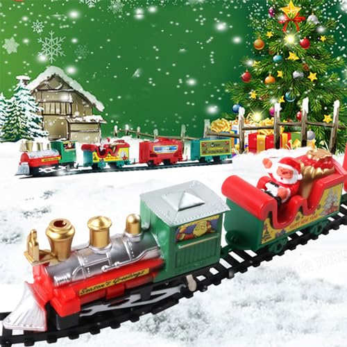 Juego de Tren eléctrico | Juego de Tren de Juguete clásico navideño con vagones de Carga,Juego de Rompecabezas de Pista de Coches navideños, Juego de Trenes de Juguete clásico, Regalos para Eirbirt