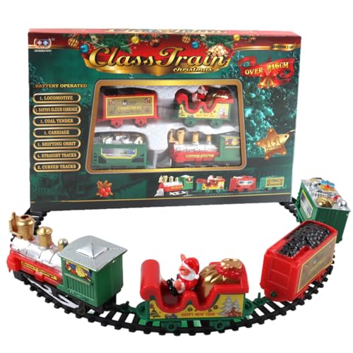 Juego de Tren eléctrico | Juego de Tren de Juguete clásico navideño con vagones de Carga,Juego de Rompecabezas de Pista de Coches navideños, Juego de Trenes de Juguete clásico, Regalos para Eirbirt