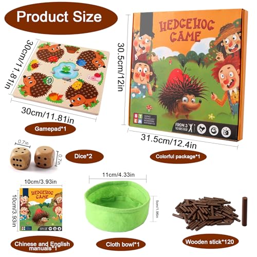 Juego Erizo Motricidad Fina,Juego De Erizo De Madera,Rompecabezas con Clavija de Erizo Montessori,Montessori Counting Hedgehog Toys,Palos de Conteo de Madera,Juguetes De Habilidades Motoras Finas