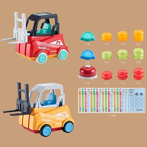 Juego transporte montacargas ingeniero | Juego habilidad combinar apilar 2 jugadores | Juguete carretilla elevadora camión ingeniería,juguetes clasificación apilamiento automóviles construcción