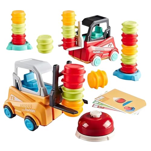 Juego transporte montacargas ingeniero | Juego habilidad combinar apilar 2 jugadores | Juguete carretilla elevadora camión ingeniería,juguetes clasificación apilamiento automóviles construcción