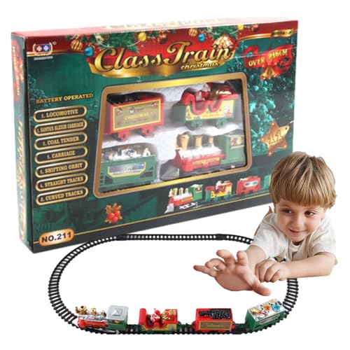 Juegos de Trenes navideños, Juegos de Trenes navideños con vagones de Carga, Juego de Rompecabezas de Pista de Coches navideños, Juego de Trenes de Juguete clásico, Regalos para niños de 3, Teeltiao