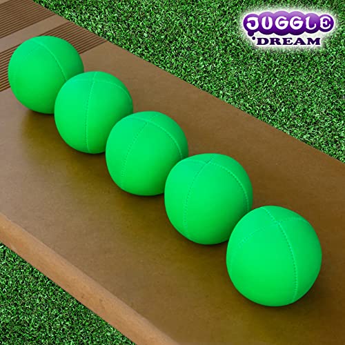 Juggle Dream Juego de 5 UV Smoothie Bolas de Malabares Profesionales con vídeo de Aprendizaje en línea Gratuito, Principiantes y Expertos (Verde)