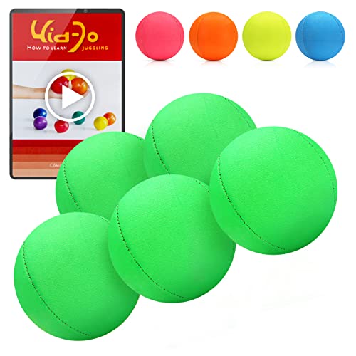 Juggle Dream Juego de 5 UV Smoothie Bolas de Malabares Profesionales con vídeo de Aprendizaje en línea Gratuito, Principiantes y Expertos (Verde)