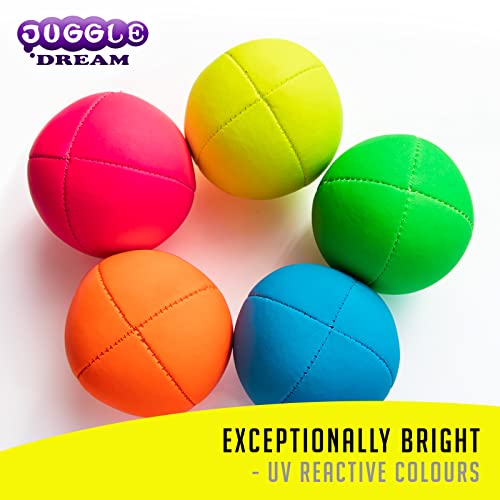 Juggle Dream Juego de 5 UV Smoothie Bolas de Malabares Profesionales con vídeo de Aprendizaje en línea Gratuito, Principiantes y Expertos (Verde)