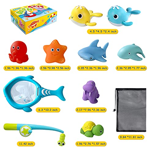 Juguete de Baño, Juegos de Pesca, Juguetes de Natación del Flotante con Red de Pesca Animales Marinos Squirter para Niños y Niñas de 3 4 5 6 7 8+