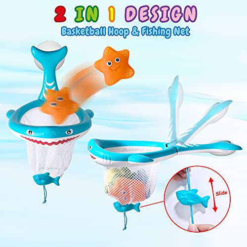 Juguete de Baño, Juegos de Pesca, Juguetes de Natación del Flotante con Red de Pesca Animales Marinos Squirter para Niños y Niñas de 3 4 5 6 7 8+