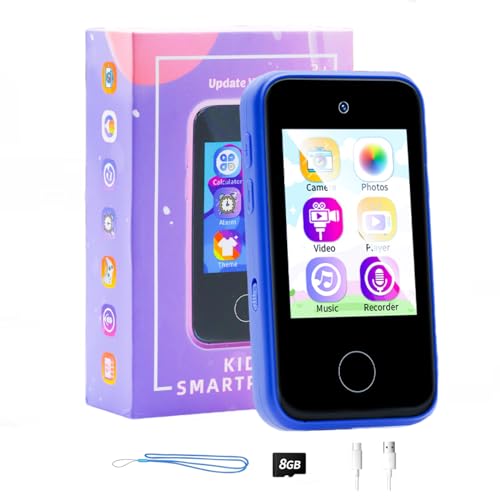 Juguete de teléfono Inteligente para niños de 3 a 8 años, Regalo de cumpleaños Navidad para niñas y niños, teléfono Celular con cámara, Reproductor de música MP3,Alarma, Juegos,Linterna,Historia,8 GB