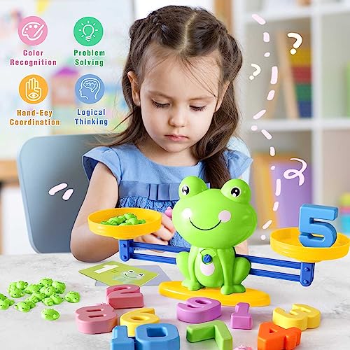 Juguete Montessori Matemático, Aprendizaje Matemáticas de Libra Juego Juego Rana Matemáticas Bloque y Tarjetas Digitales, Juguetes Educativos Juegos Matemáticas Niños 3 4 5 6 Años (Green)