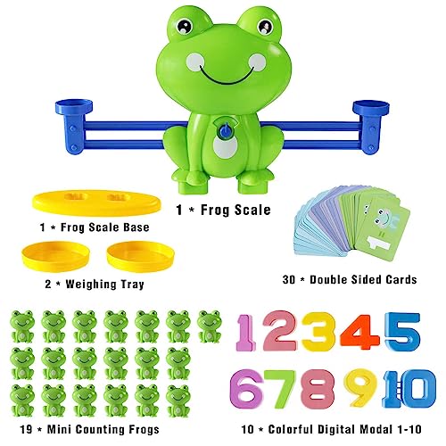 Juguete Montessori Matemático, Aprendizaje Matemáticas de Libra Juego Juego Rana Matemáticas Bloque y Tarjetas Digitales, Juguetes Educativos Juegos Matemáticas Niños 3 4 5 6 Años (Green)