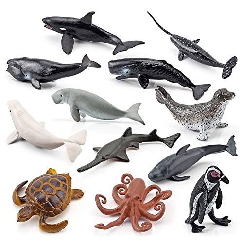 Juguetes de Animales Marinos, 12 Figuras de Animales, Animales Marinos, Figuras de Juguete realistas, Juguetes de delfín de tiburón, pingüinos Ballenas, Juguetes educativos, Regalos para niños