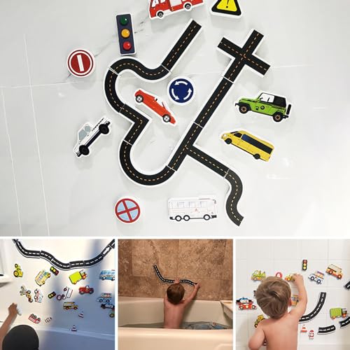 Juguetes de Baño para Bebés, 23 Piezas Juego de Juguete de Baño, Organizador de Baño con 2 Ganchos Adhesivos y 1 Imagen Organizador de Baño, Juguete de Baño para Bebé a Partir de 1, 2, 3 Años