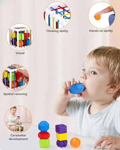 Juguetes Juguetes Montessori 1 años,16Pcs Juegos Montessori Educativos Aprendiendo Caja de Clasificación Sensorial,Juego Clasificación de Fina Motricidad para 12 Meses,Regalos Bebé Niños Niñas