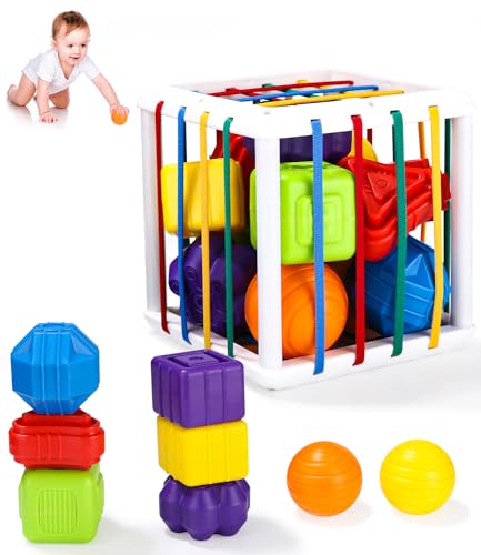 Juguetes Juguetes Montessori 1 años,16Pcs Juegos Montessori Educativos Aprendiendo Caja de Clasificación Sensorial,Juego Clasificación de Fina Motricidad para 12 Meses,Regalos Bebé Niños Niñas