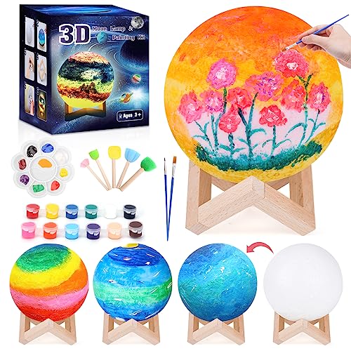 Juguetes Niños 7 10 11 Años, Kit Manualidades Regalo Niña 6 8 9 Años Lampara Luna Set Pinturas para Niños Luz Nocturna Infantil Juegos Ideas Regalos Cumpleaños Niñas 5-12 Años Lámpara Luna Kit Pintura