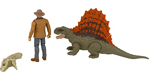 Jurassic World Dominion Dr. Alan Grant & Dimetrodon Human and Dino Pack con 2 figuras de acci n, juego de regalo de juguete y coleccionable