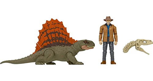 Jurassic World Dominion Dr. Alan Grant & Dimetrodon Human and Dino Pack con 2 figuras de acci n, juego de regalo de juguete y coleccionable