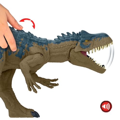 Jurassic World Ruthless Rampage Allosaurus Dinosaurio de juguete con sonidos, +4 años (Mattel HRX50)