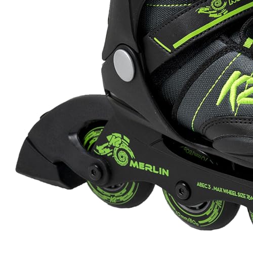 K2 Skates Merlin JR Boys 30H0701 - Patines en línea para niño, Color Negro, Antracita y limón