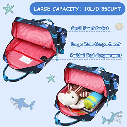 Kasgo Mochila Infantil, Mochila Escolar Niña Mochila Niño Primaria Mochila Adolescentes Impermeable Mochilas Preescolar Animales Personalizada con Correa Pecho para Colegio Viaje Cámping, Tiburón