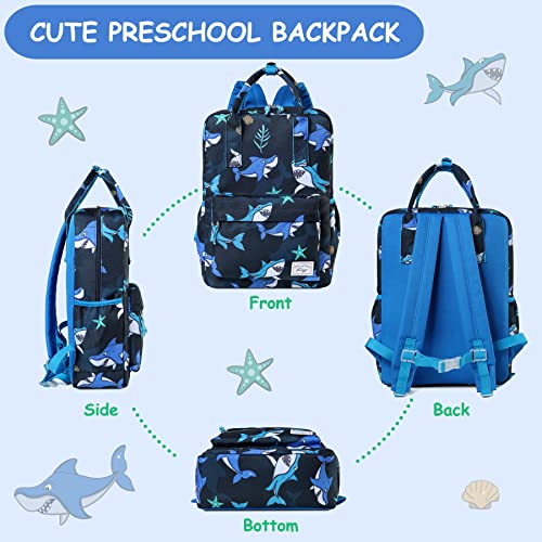 Kasgo Mochila Infantil, Mochila Escolar Niña Mochila Niño Primaria Mochila Adolescentes Impermeable Mochilas Preescolar Animales Personalizada con Correa Pecho para Colegio Viaje Cámping, Tiburón