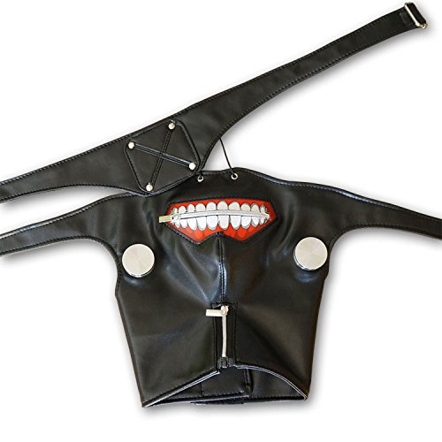 keland Máscara suave para la cara de la pu Tokyo Ghoul Mask para mujeres u hombres (Negro)