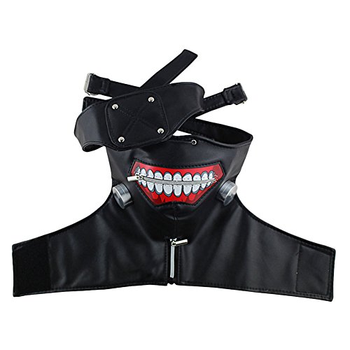 keland Máscara suave para la cara de la pu Tokyo Ghoul Mask para mujeres u hombres (Negro)