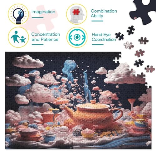 Kettle Small World Puzzle para Adultos, Impossible Pink Theme Puzzle 500 Puzzles para Decoración del Hogar, 500pcs (52x38cm)