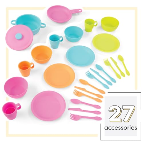 KidKraft Set de 27 Utensilios de Cocina de Juguete Neon, Juego Completo de Platos y Utensilios, Accesorios de Cocina Infantil, Juguetes niños 3+ años (63319)