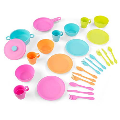 KidKraft Set de 27 Utensilios de Cocina de Juguete Neon, Juego Completo de Platos y Utensilios, Accesorios de Cocina Infantil, Juguetes niños 3+ años (63319)