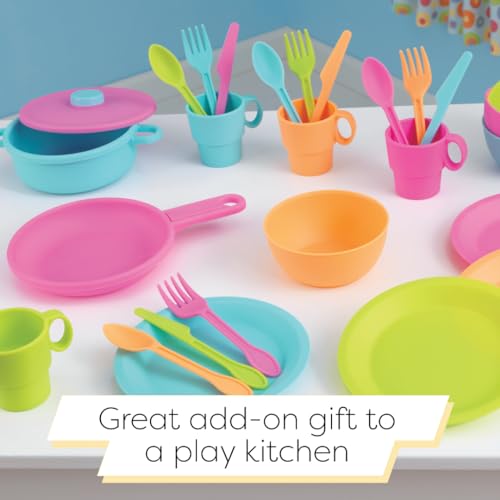 KidKraft Set de 27 Utensilios de Cocina de Juguete Neon, Juego Completo de Platos y Utensilios, Accesorios de Cocina Infantil, Juguetes niños 3+ años (63319)