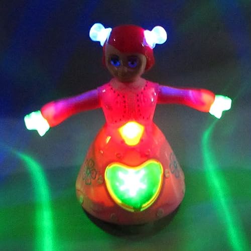 KieTeiiK Juguete, muñeca de princesa bailando eléctrica con luz LED, robot giratorio, juguete musical, regalos para niños, evita automáticamente obstáculos juguetes