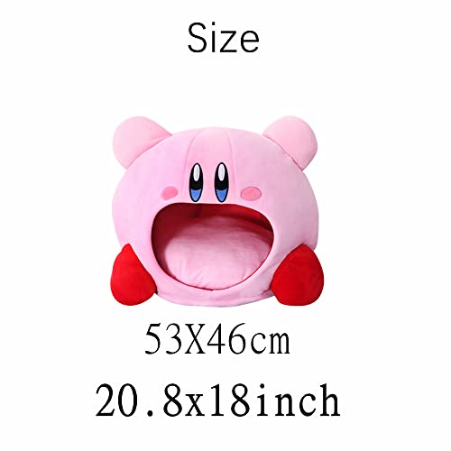 Kirby Star Head Pillow Plush - Funda de almohada suave para dormir con dibujos animados, funda para siesta de inhalación, sombrero rosa, juguete de peluche, lata de arena para gatos (53 x 46 cm)