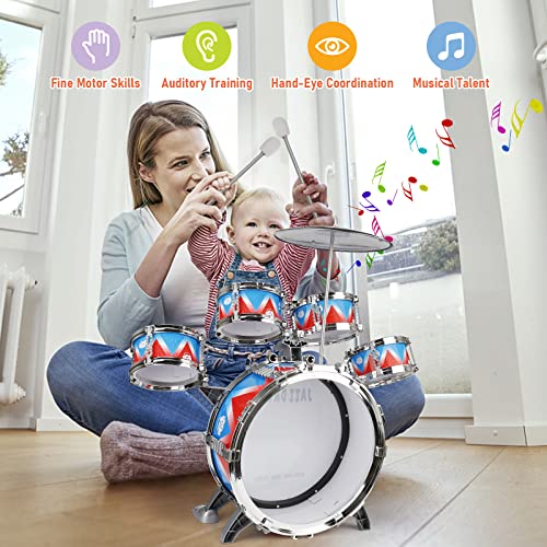 Kit de Batería, Tambor de Jazz, 5 Tambores Percusión Cumpleaños Musical Educativos Navidad Regalo Juguetes para Niños Pequeños de 3 4 5 Años Chicas Chicos