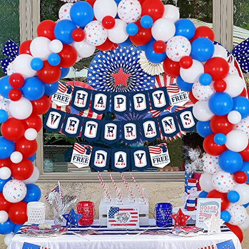 Kit de guirnaldas de globos para el día de los veteranos,decoraciones de fiesta patriótica, pancarta del día de los veteranos, para Estados Unidos, suministros navideños del 11 de noviembre