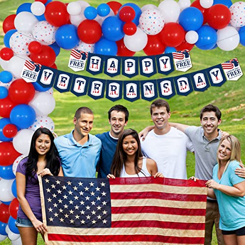 Kit de guirnaldas de globos para el día de los veteranos,decoraciones de fiesta patriótica, pancarta del día de los veteranos, para Estados Unidos, suministros navideños del 11 de noviembre