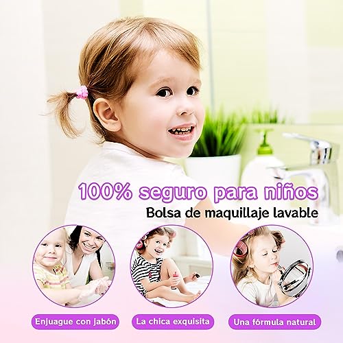 Kit de Maquillaje para Niño - Unicornio Juguete Maquillaje para Niñas Makeup Set,Juego de Maquillaje y No Tóxico,Regalo de para Niñas,Cadeau de Noël Anniversaire Jouet pour Princesse Fille 4-12 ANS