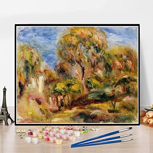 Kits de pintura por números para adultos y niños Andree en un vestido rosa 1917 pintura por Auguste Renoir DIY pintura por números kits en lienzo