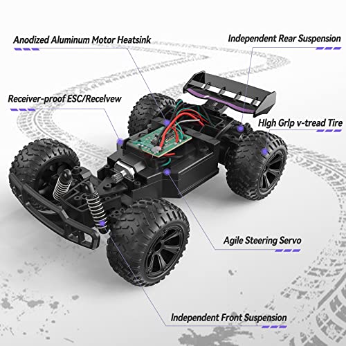 Kizeefun Coche teledirigido, Coche RC para niños con 360°RC Stunt Car Racing Car, 2.4GHz Control Remoto Off Road Toy Car, Regalo para Niños Niñas