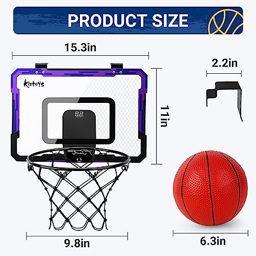 Kiztoys Aro de Baloncesto para niños, aro de Interior montado en la Pared, Juguete de Baloncesto con 3 Pelotas, Red y Bomba para Interiores y Exteriores, Juego de Juguetes Deportivos para niños