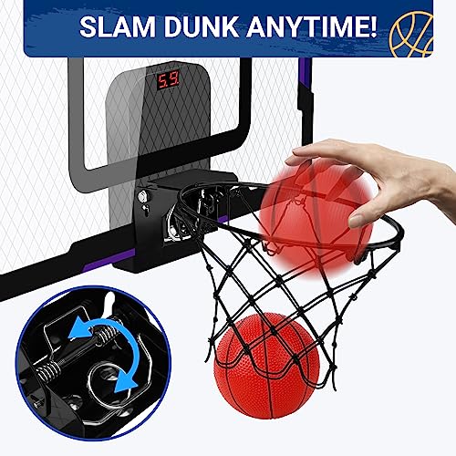 Kiztoys Aro de Baloncesto para niños, aro de Interior montado en la Pared, Juguete de Baloncesto con 3 Pelotas, Red y Bomba para Interiores y Exteriores, Juego de Juguetes Deportivos para niños