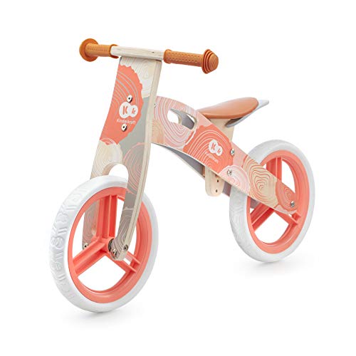 kk Kinderkraft RUNNER Bicicleta sin Pedales, Ligera, Asiento Ajustable , Bicicleta 2 Ruedas, Bicicletas niños, Hecha de Madera, Práctica, Moto bebé, 35 kg, Coral