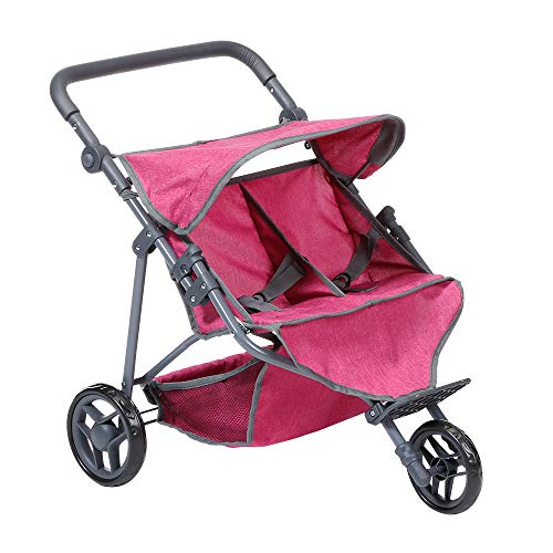 KNORRTOYS.COM- Carro de muñecas gemelas Duo - Berry, Color Frambuesa, 64 x 48 x 55 cm (16731)